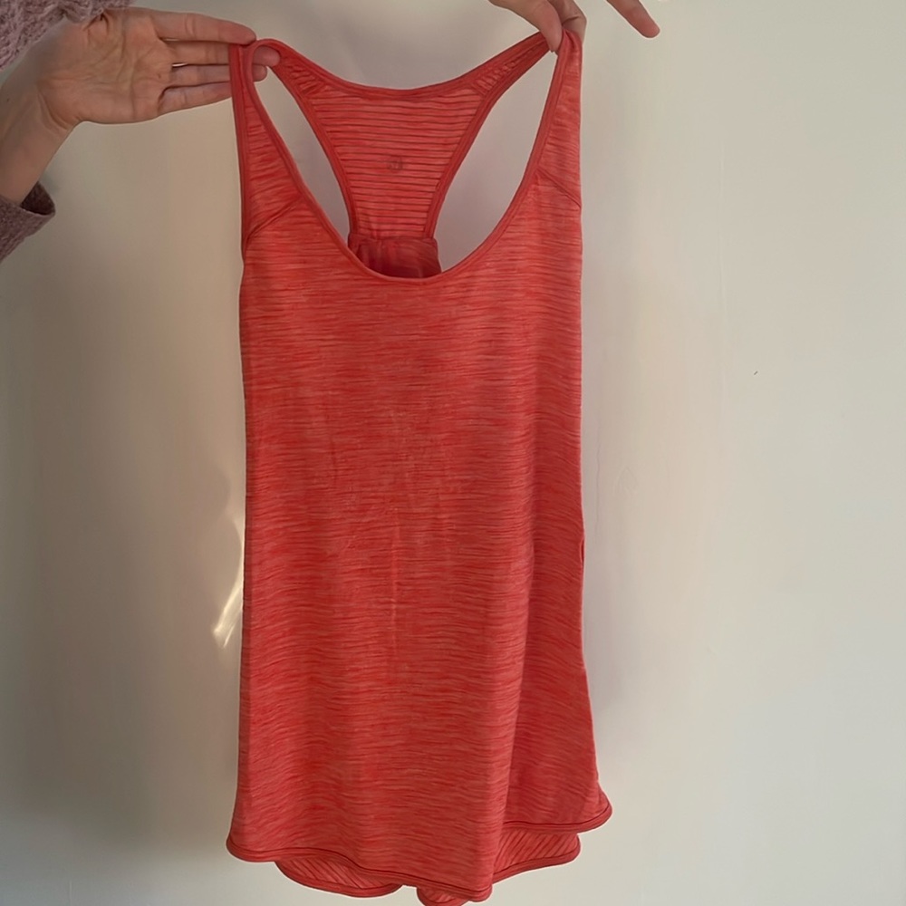 Lululemon Swifty Tech coral athletic tank top